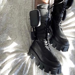 Prada Monolith all leather combat boots
